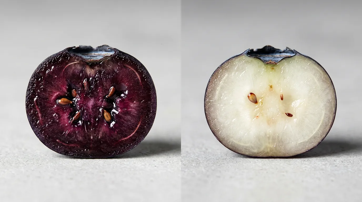 comparaison myrtille fruit sauvage et bleuet cultivé coupé
