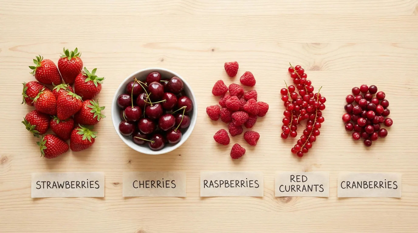 classification fruits rouges bienfaits  baies cerises fraises illustration naturelle