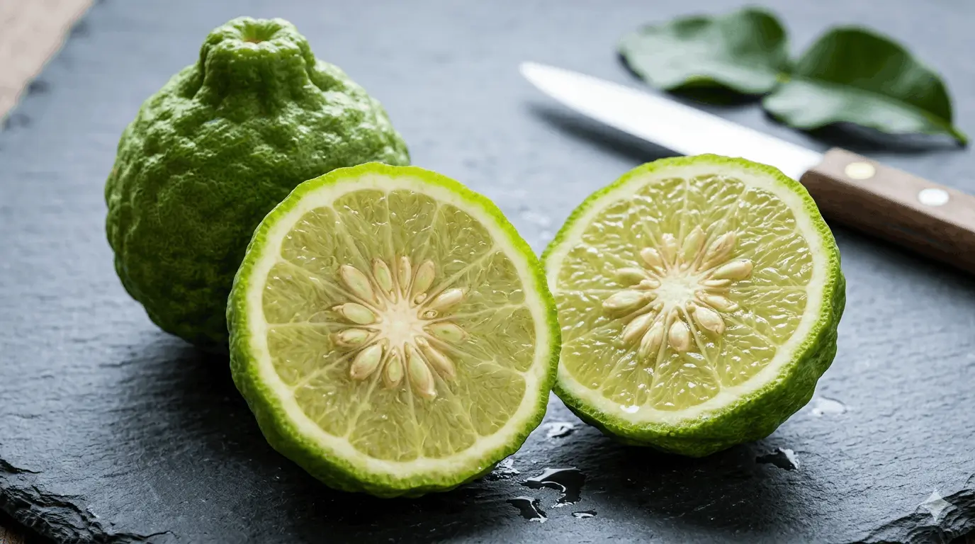 bergamote fruit entier et en deux, sur fond blanc ou ardoise