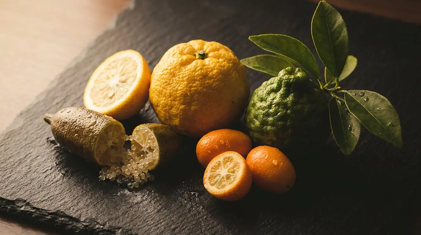 agrumes exotiques yuzu citron caviar combava kumquat