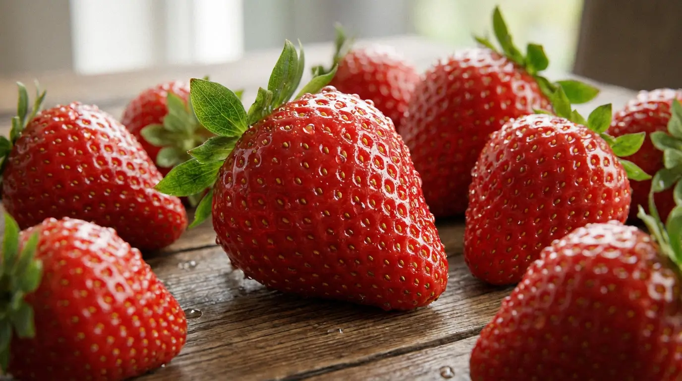 Fruits de saison en avril : 10 fruits à consommer absolument 2 fraises fraîches de saison en avril gros plan